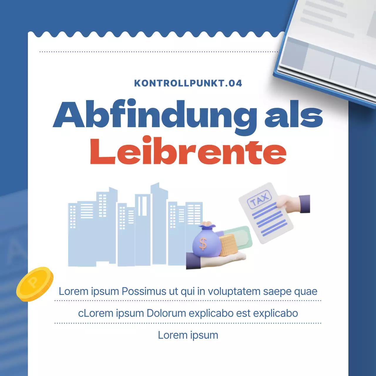 Blaue und rote Quittung Konzept Rentenquittung Steuersparmodelle