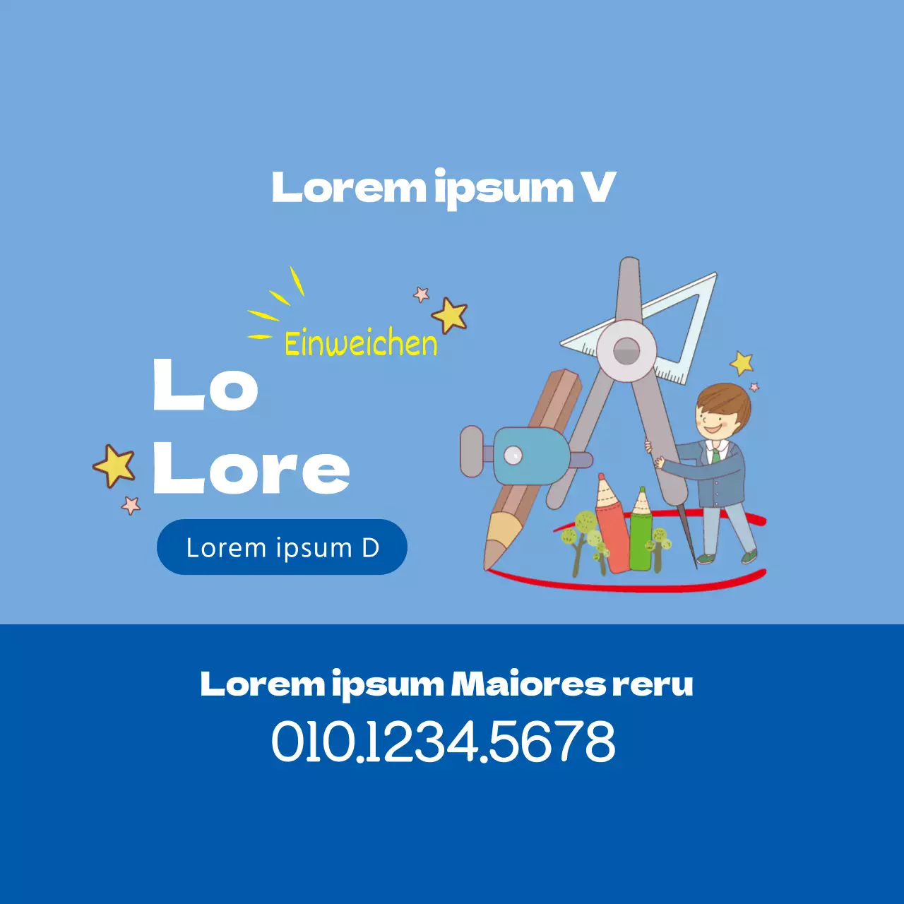 Blaue Illustration Niedliche Schule