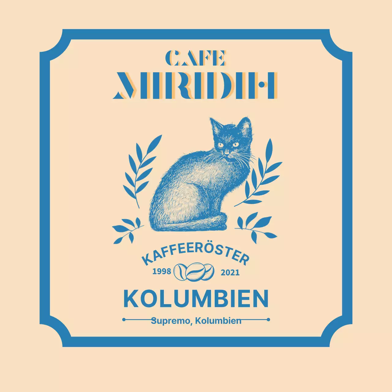 Ein Führer zu Kaffeemarken und -bohnen mit beige-blauem typografischem Design2