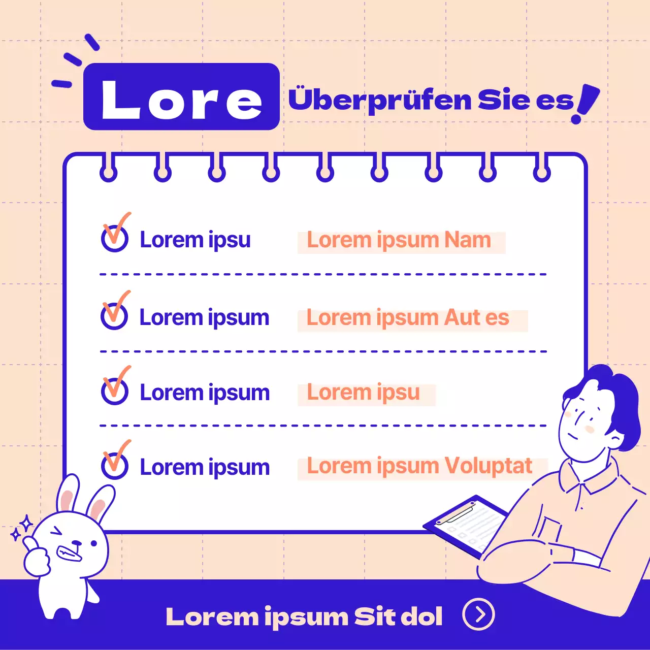 Einführung in die seit diesem Jahr geänderte Politik, die hübsch in blau und rosa gehalten ist