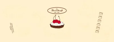 Werbung und Information für Cafés mit einem gefühlvollen Logo in Rotbraun und Hellgelb