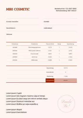 Kosmetikauftrag in Burgunderrot