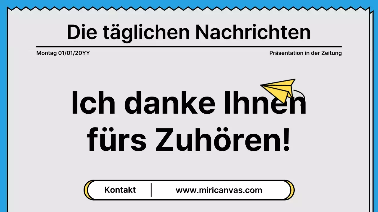 Kräftige Linien und eine aufmerksamkeitsstarke Präsentation in einem Zeitungskonzept mit gelben und hellblauen Akzentfarben