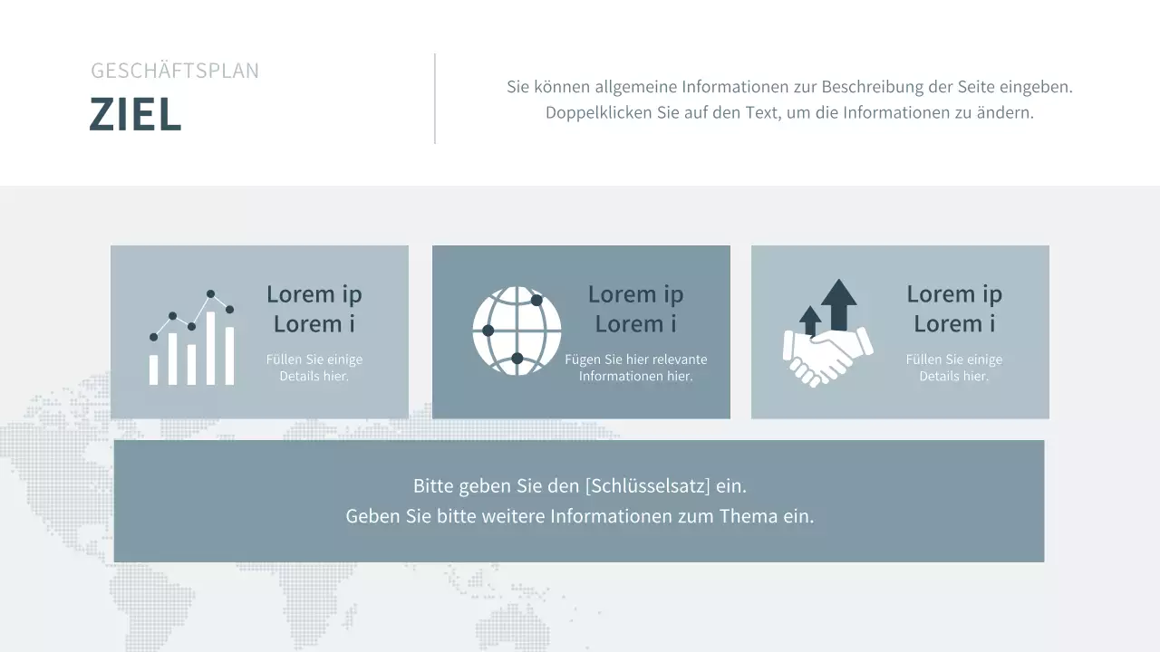 Präsentation des Geschäftsplans eines Unternehmens in navy