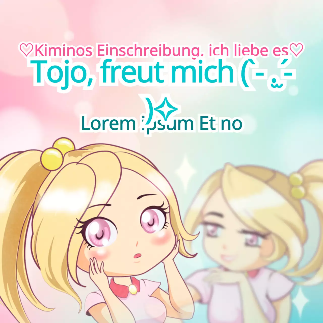 Anime-Charakter Konzept in rosa und Minze