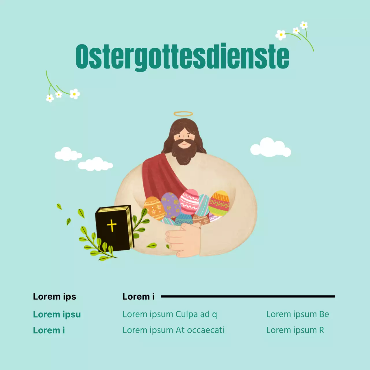 Ostergottesdienst in Pastell-Minze (Social Media Quadrate)