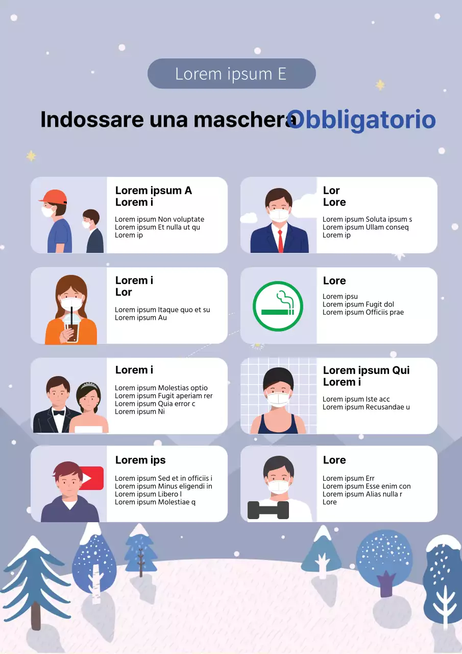 Guida semplice alla prevenzione del coronavirus illustrata in blu