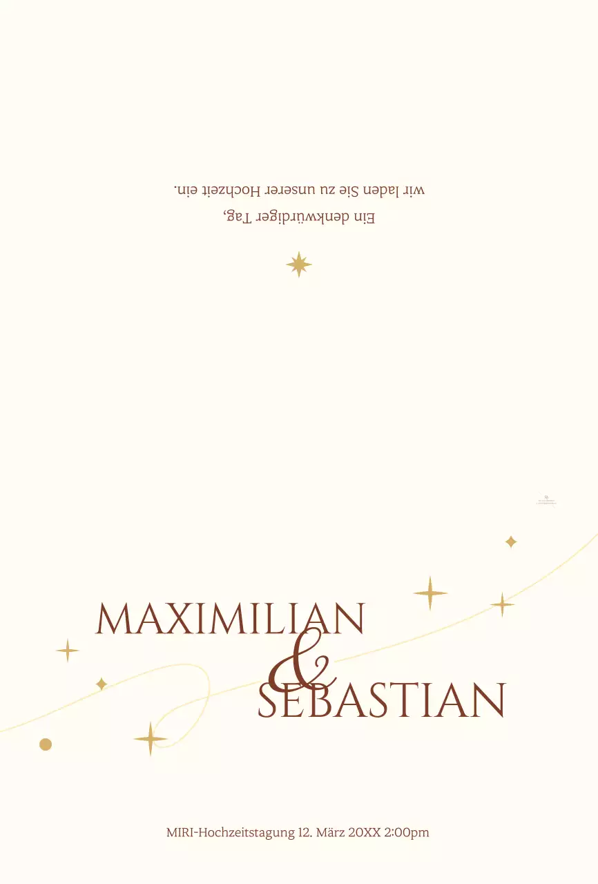 Ein sentimentales Konzept Hochzeitseinladung mit einem hellgelben Stern und Linie Illustration