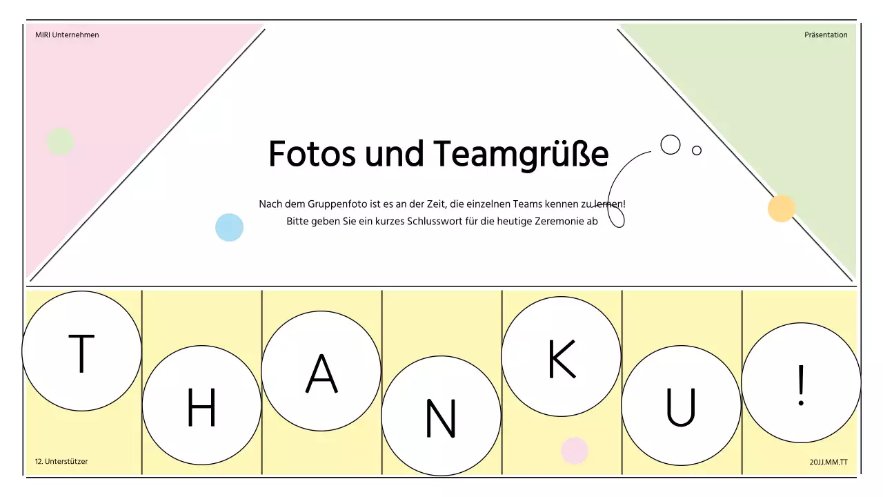 Einweihungsfeier der Unterstützer mit pastellfarbenen Sonnenrahmenformen