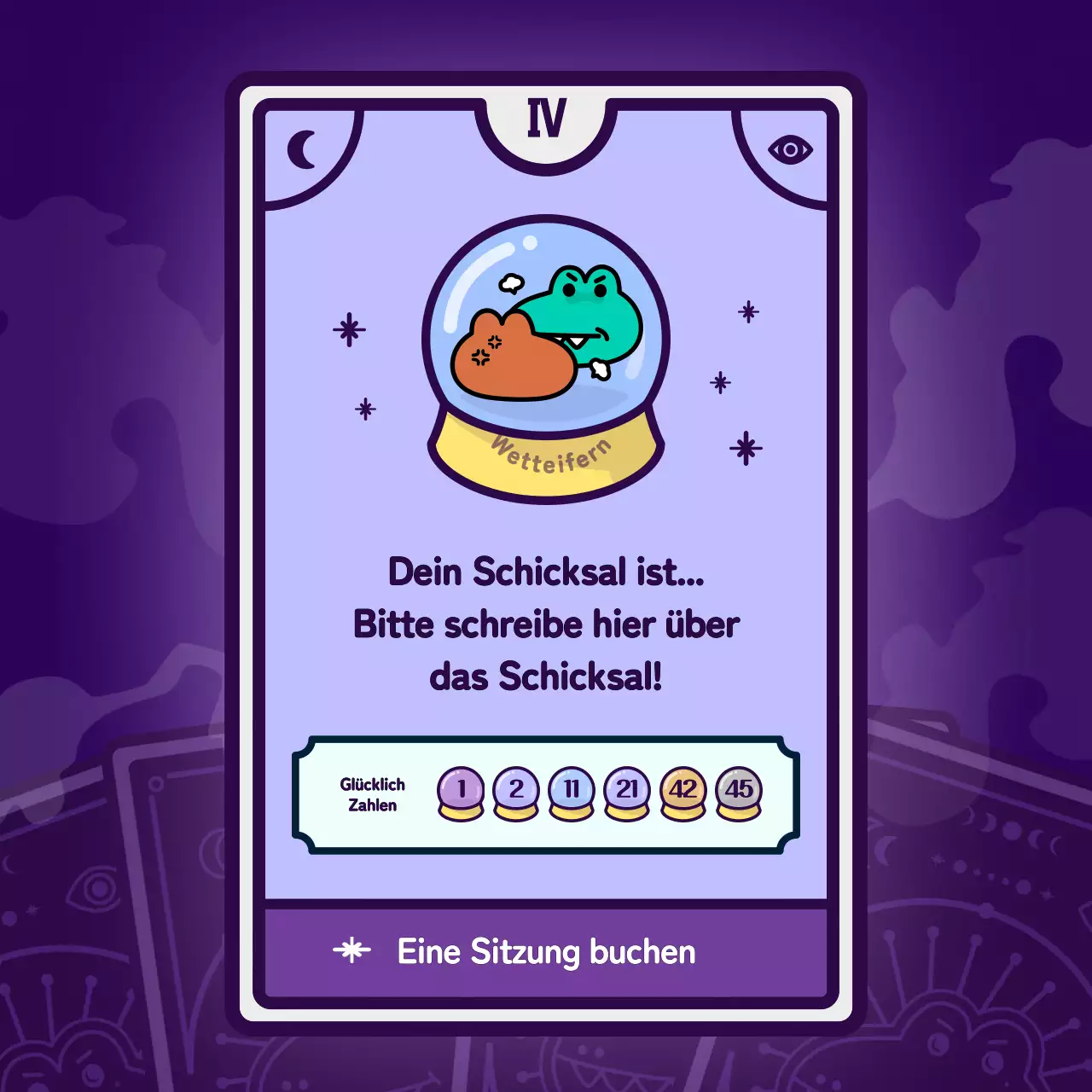 Tarotkarten-Psychologietest mit einem lila Charakterkonzept