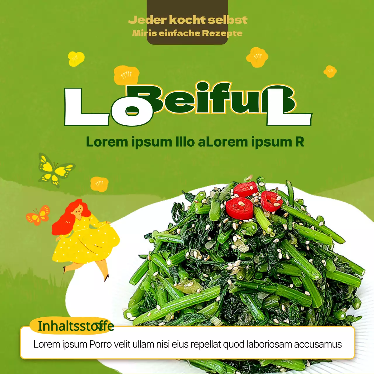 Grüne und gelbe Hand gezeichnete Konzept Beifuß Rezept Thema