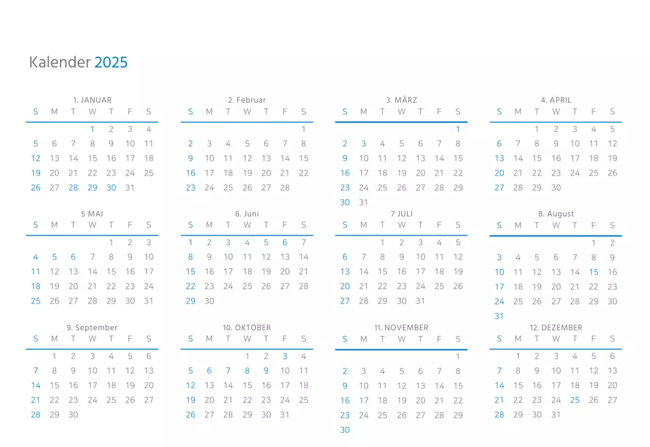 Weißer und einfacher Tischkalender für Unternehmen