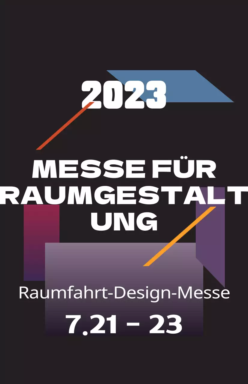Fördern Sie eine Messe für räumliches Design mit farbenfrohen Illustrationen von Formen und Text.
