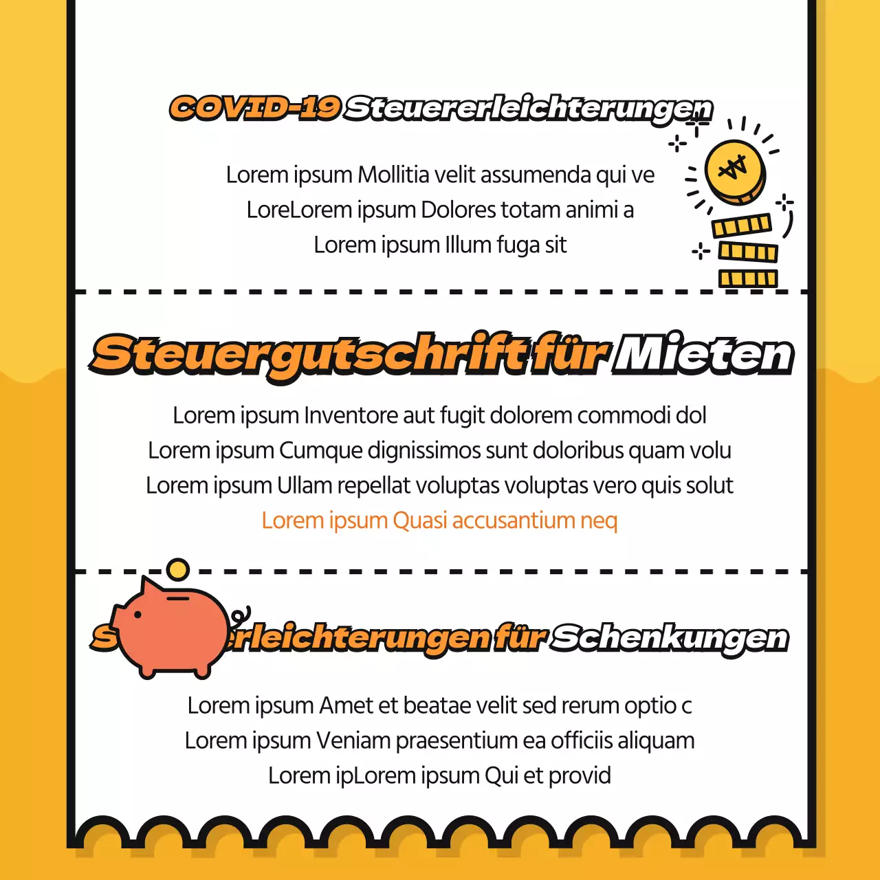 Quittungsähnlicher gelber Hintergrund Jahresendabrechnung cardnews