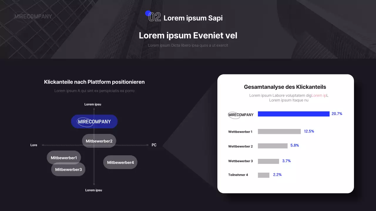 Einfacher infografischer Geschäftsbericht in Schwarz und Blau
