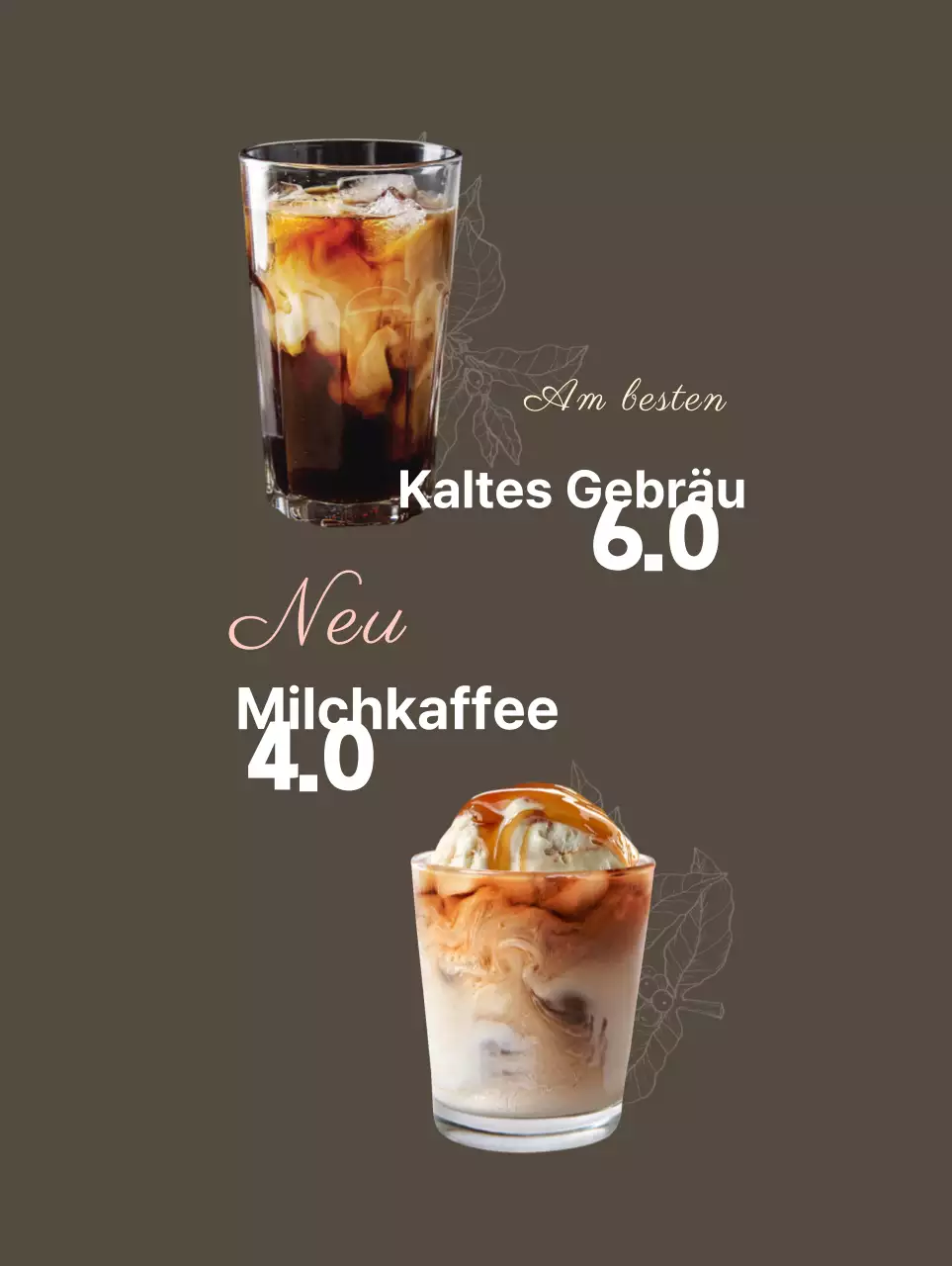 Einfaches, dunkles Café-Banner in Braun und Beige