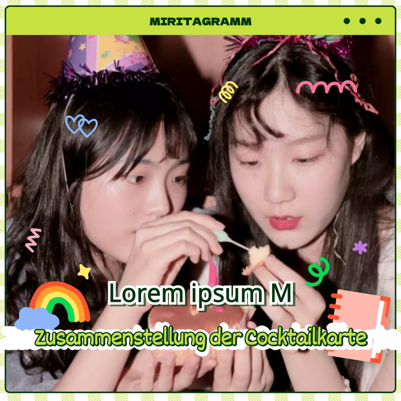 Niedlich illustrierte Taku-Motto-Cocktail-Liste