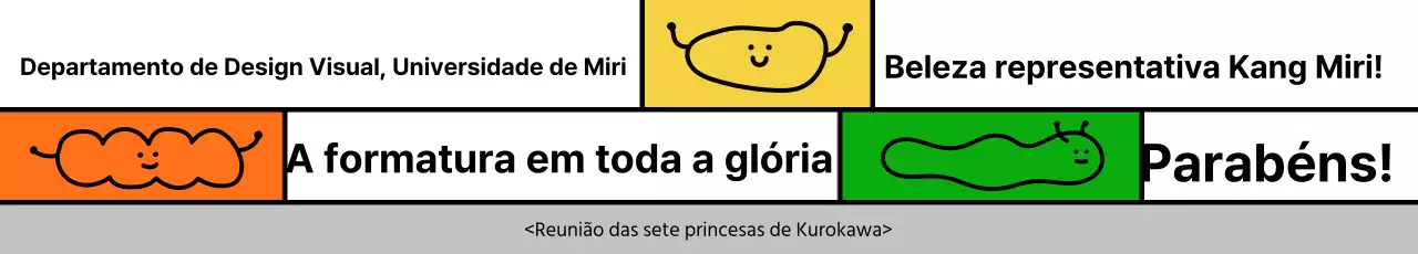 Desenho colorido de mensagem de formatura com ilustrações de linhas giras