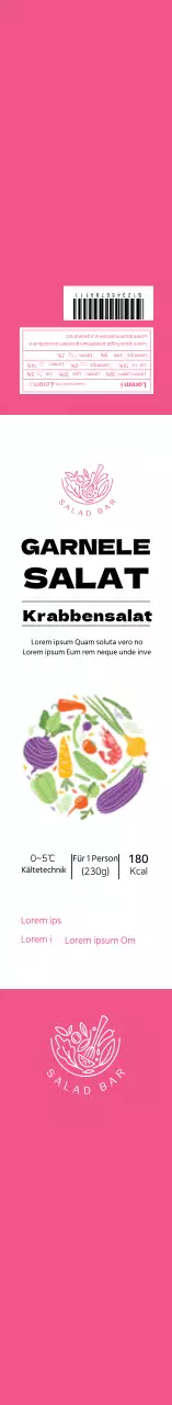 Rosa sauberer Salat Lebensmittelinformationsetikett