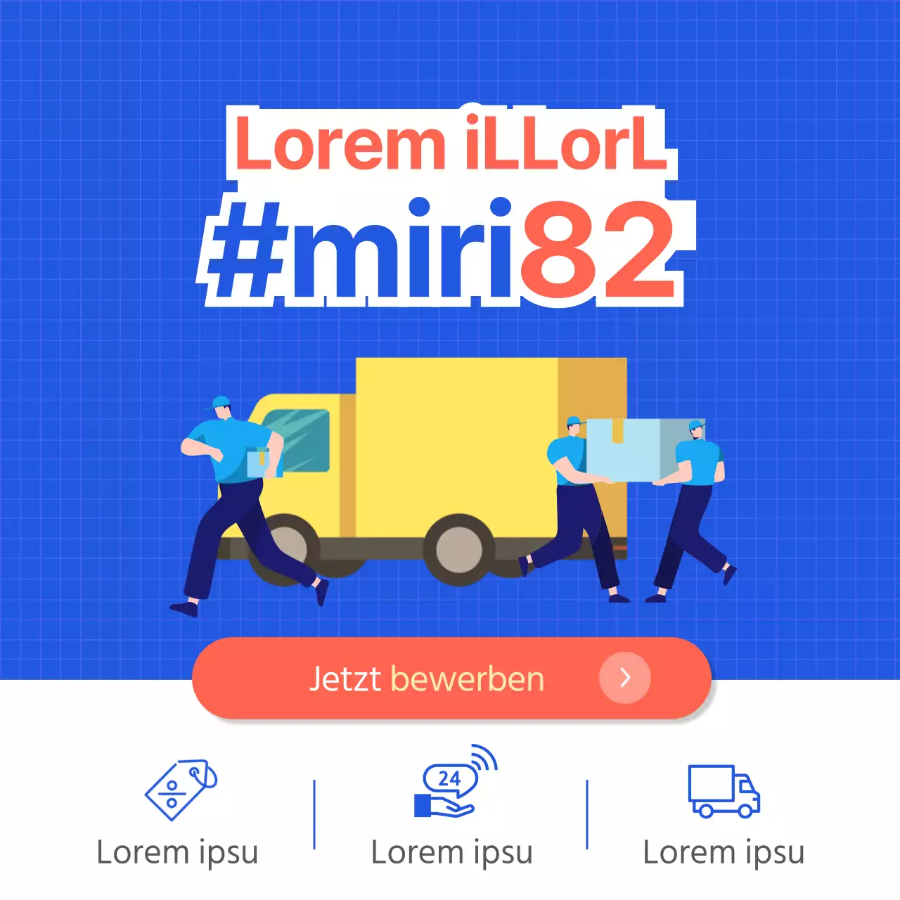 Werben Sie für Ihr Unternehmen mit einer Illustration eines sich bewegenden Zentrums auf blauem Hintergrund