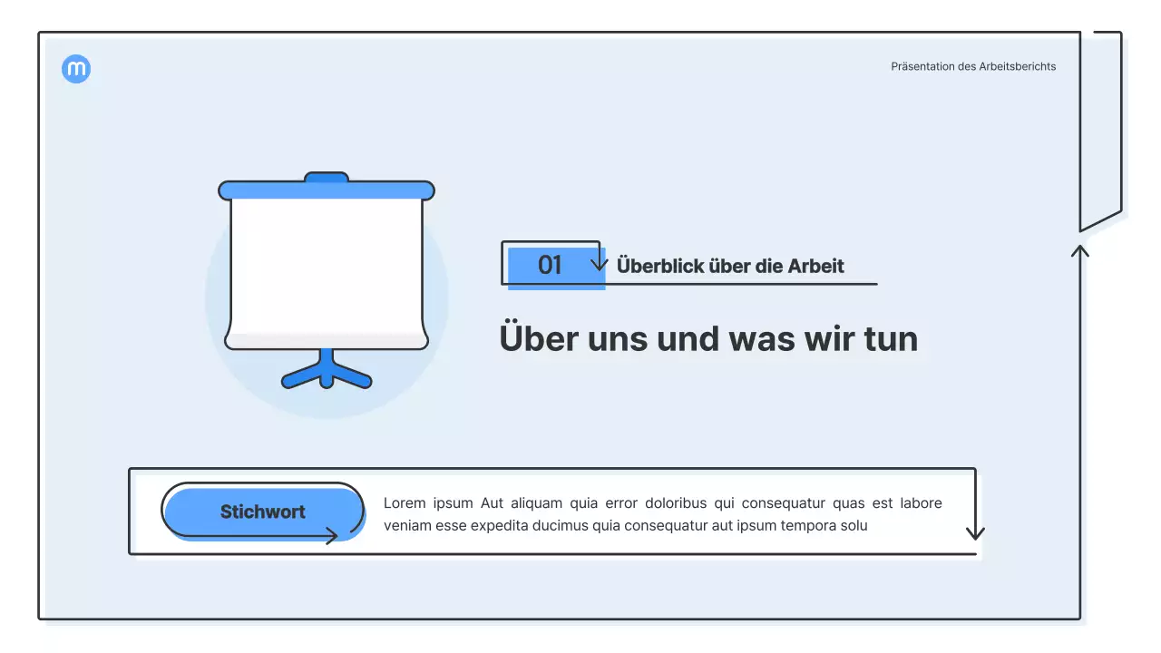 Punktformen mit hellblauen Pfeilen Business Presentation Kit