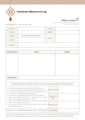 beige hanbok mietvertrag hanbok mietgeschäft kleidung hanbok geschäftsdokument