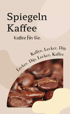 Werben Sie für Ihr Café mit braunem Text und einer Fotoillustration von Kaffeebohnen