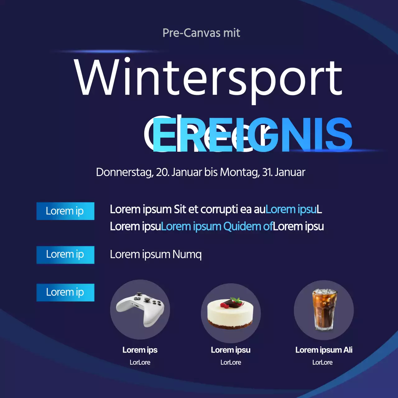 Navy Neat Winter Sports Cheer Event