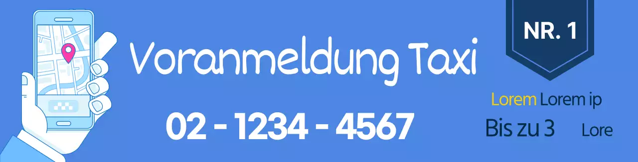 Blue Line Illustration Ruftaxi Werbung