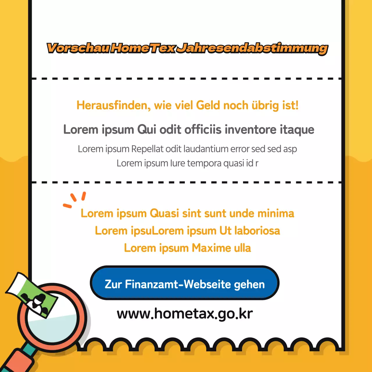 Quittungsähnlicher gelber Hintergrund Jahresendabrechnung cardnews