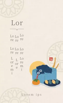 Elfenbein traditionelles Muster einfacher Reiskuchen Restaurant Chuseok Dankesgruß