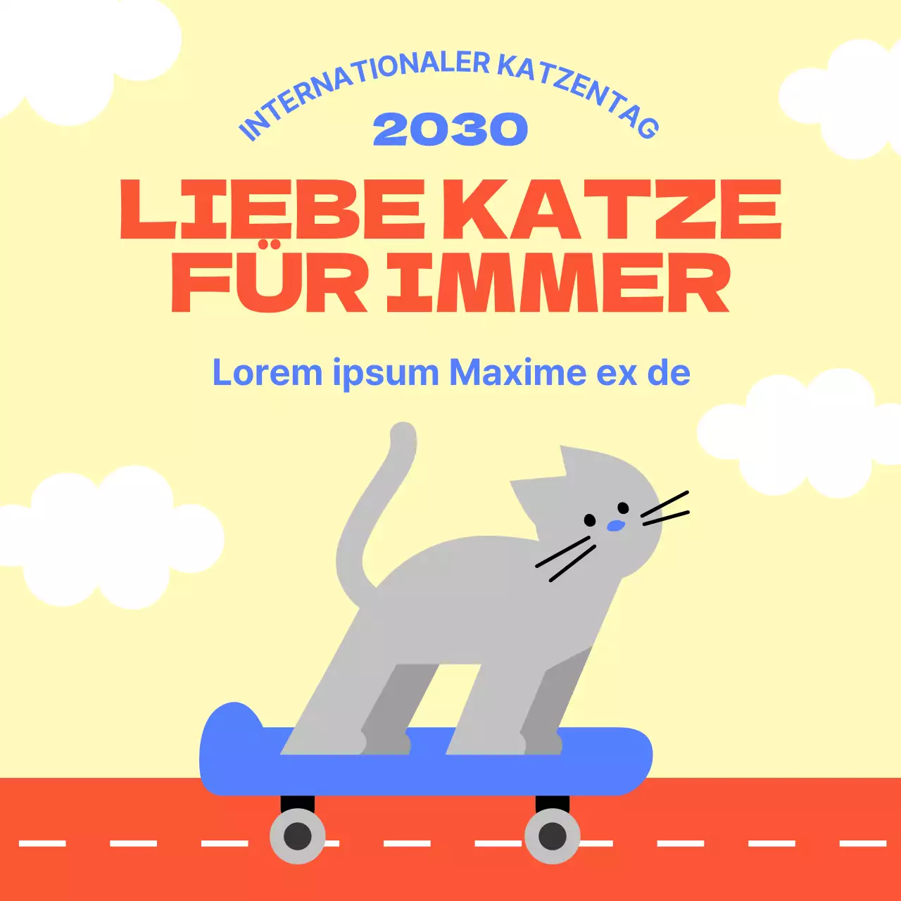 Eine einfache, gelbe, illustrierte Version von Cat's Day