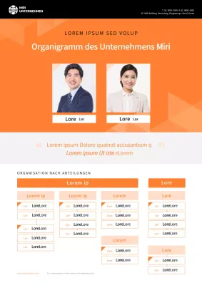 Schwarz-orangefarbenes Organigramm des Unternehmens