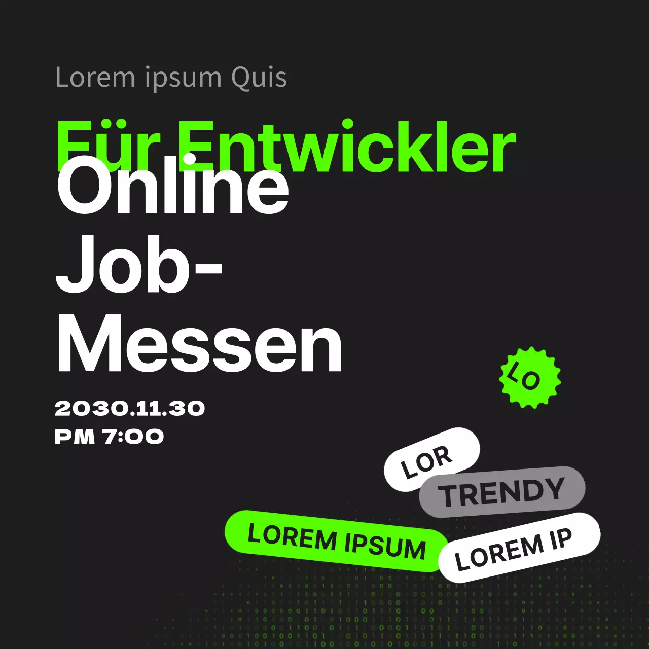 Online-Stellenausschreibungen in Schwarz und fluoreszierenden Farben