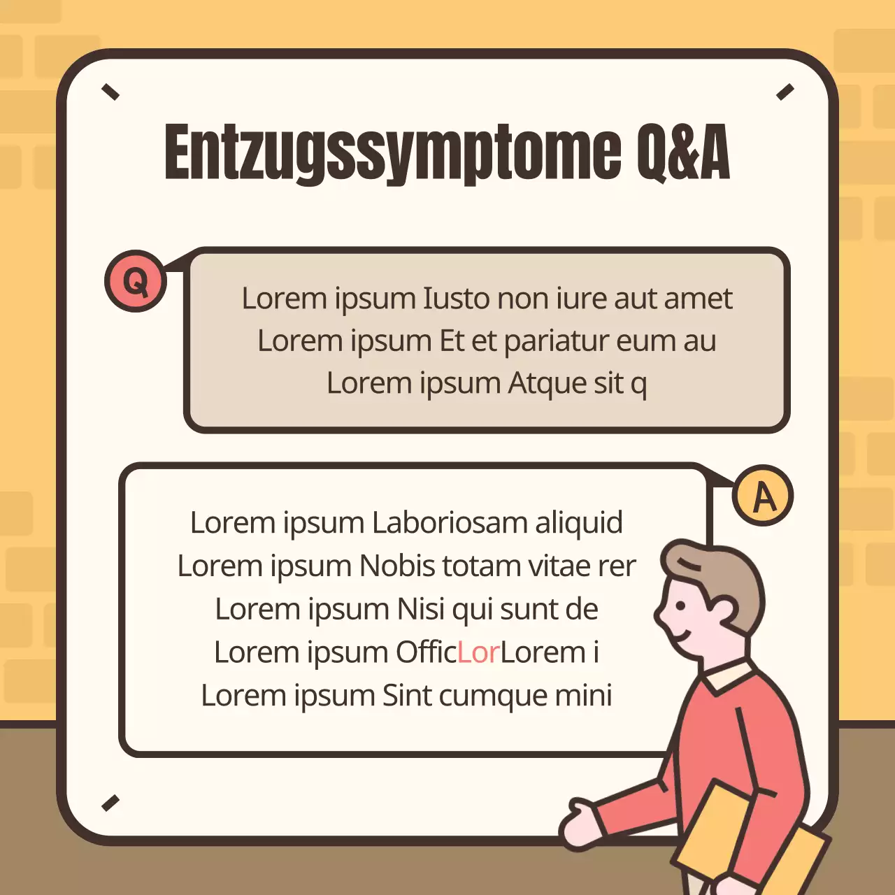 Niedliche gelbe und braune Illustration von Rauchentzugssymptomen