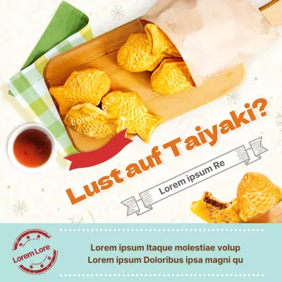 Hellblaues und gelbes Taiyaki-Winterspeisenthema