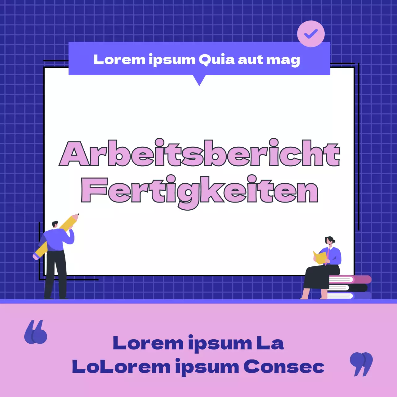 Blaue und rosafarbene Work-Life-Cardnews