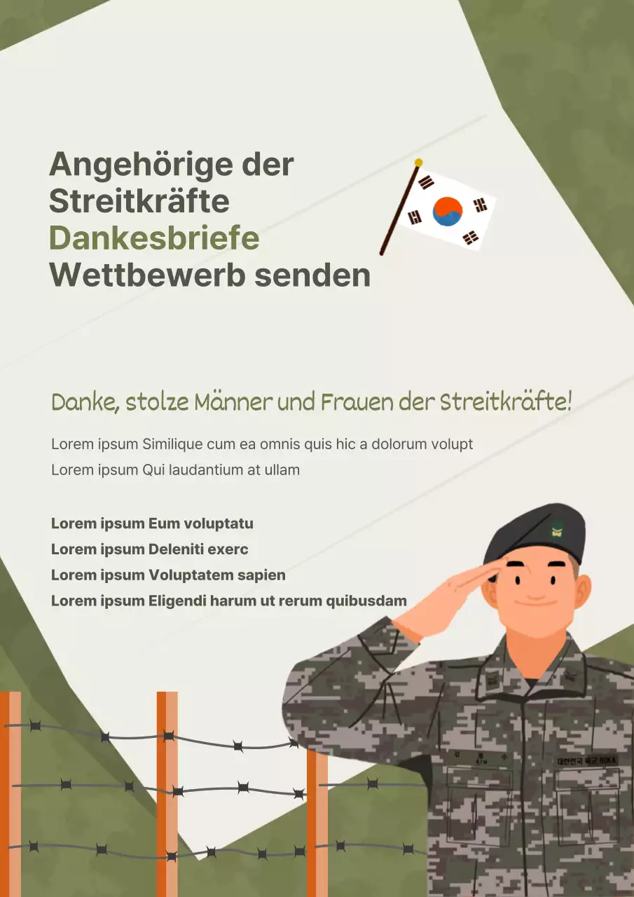 Dunkelgrün illustrierter Briefwettbewerb der Streitkräfte