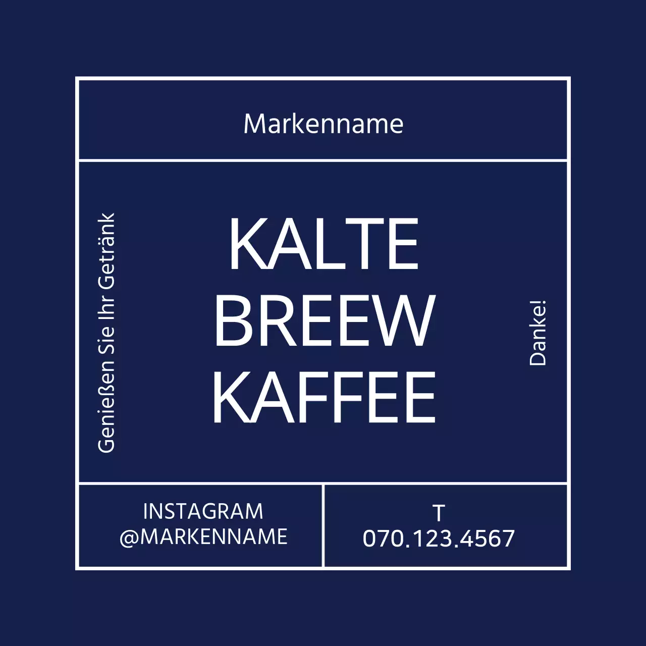 Marineblau Einfacher Rahmen Cafe