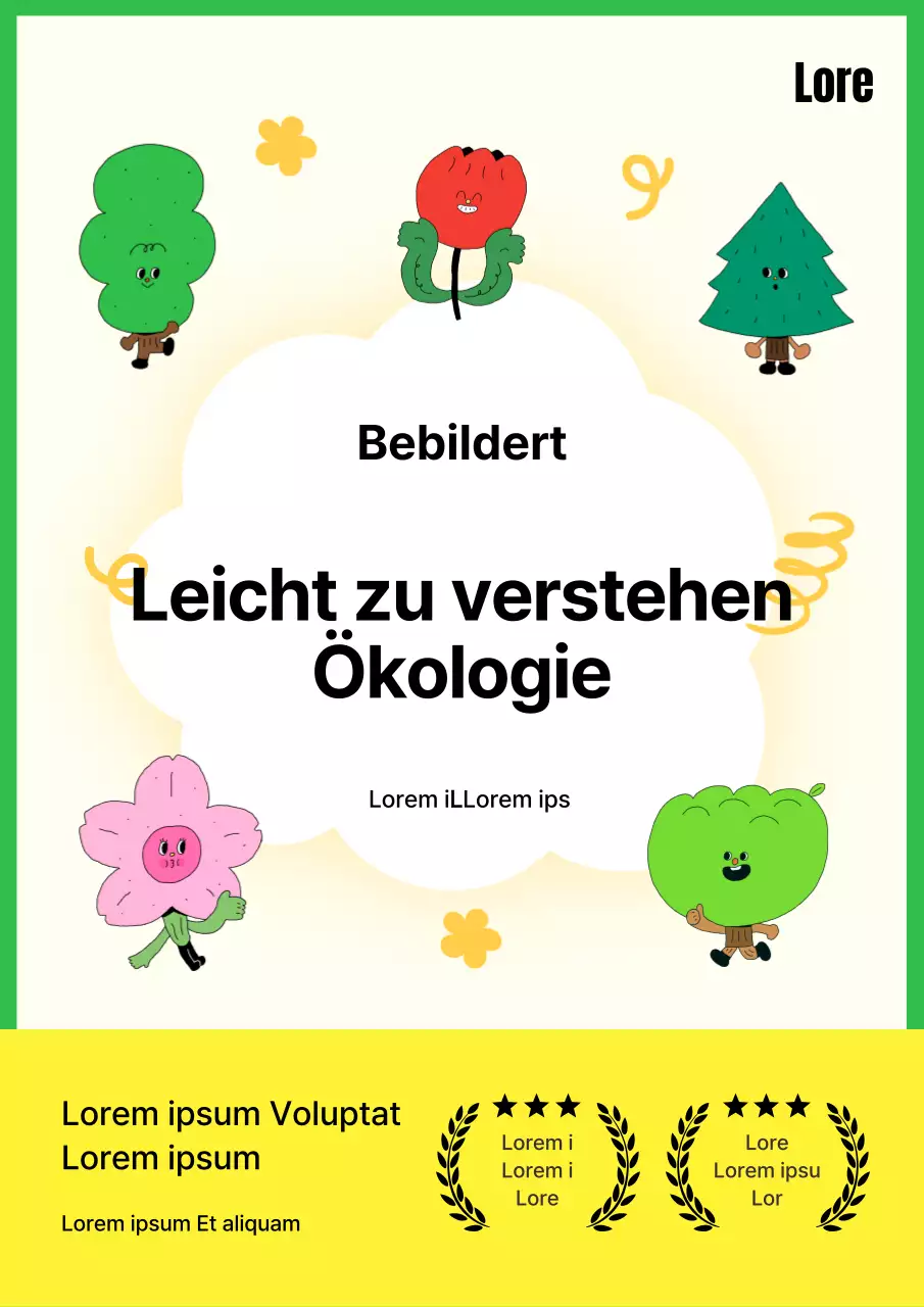 Lernen Sie etwas über Ökologie mit diesen niedlichen Naturfiguren in Grün und Gelb