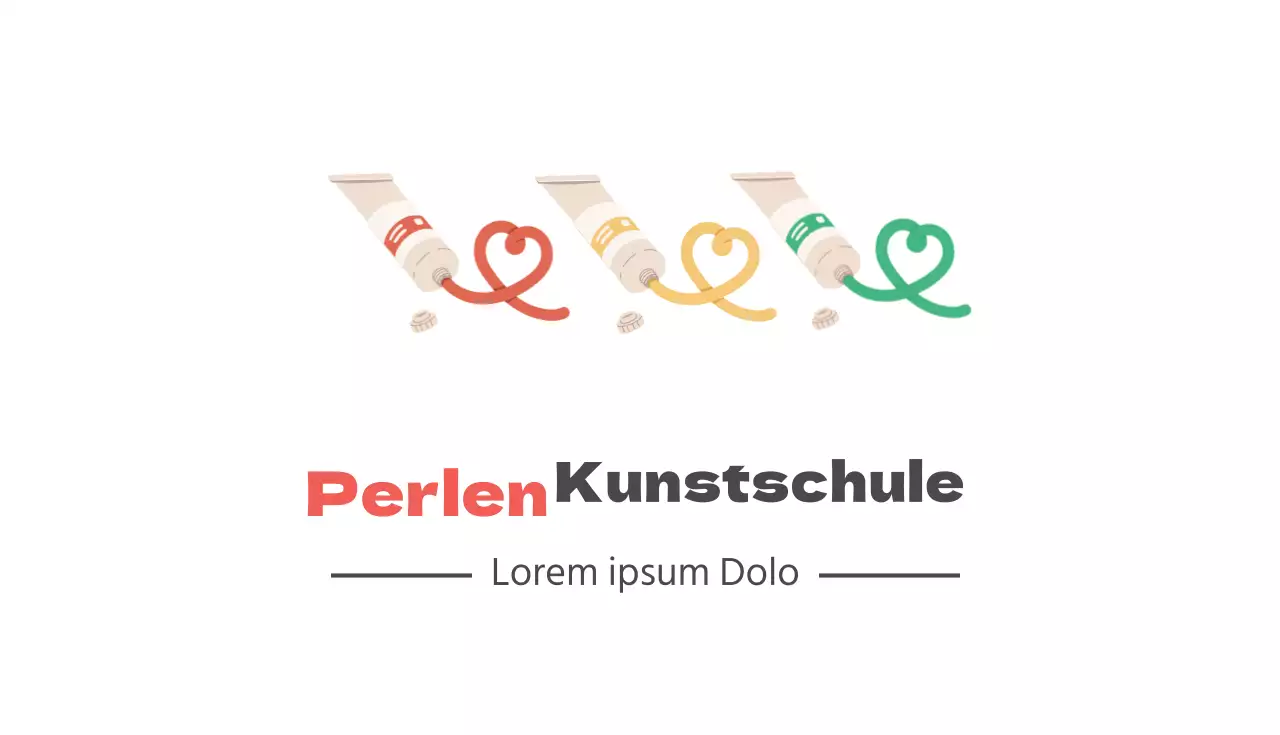 Rote illustrierte Visitenkarte der Kunstschule