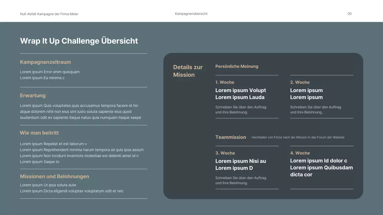 Präsentation eines Pitches für eine interne Umweltkampagne in beruhigenden Grüntönen