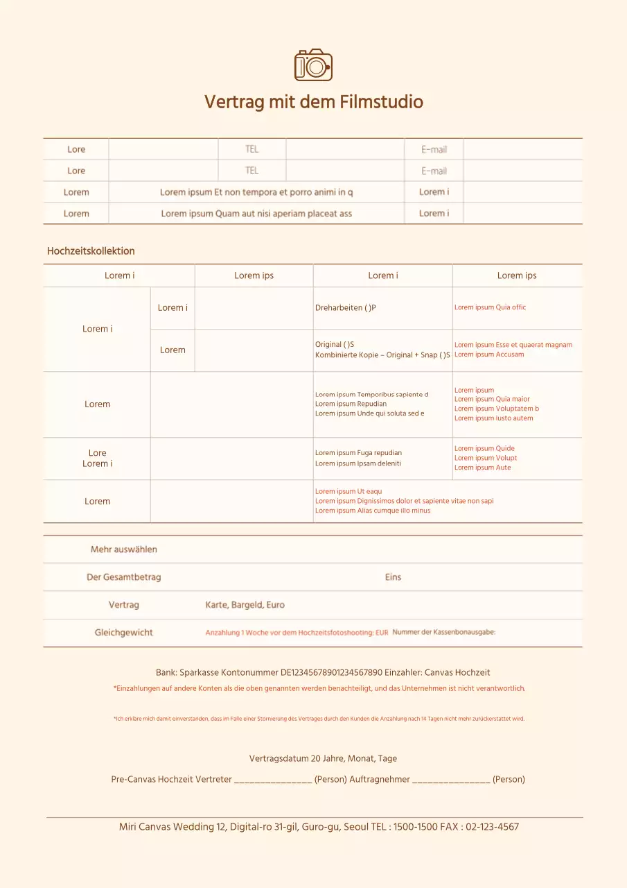 Beige einfacher Vertrag