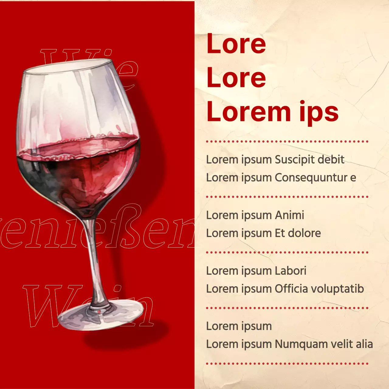 Weinständer im Vintage-Look mit roten und khakifarbenen Akzenten