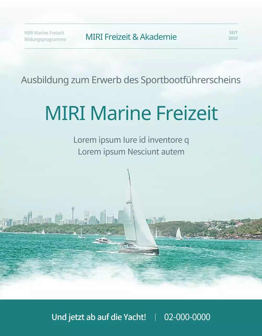 Einfacher hellblauer und grüner Leitfaden für die Buchung des Bootsführerscheins