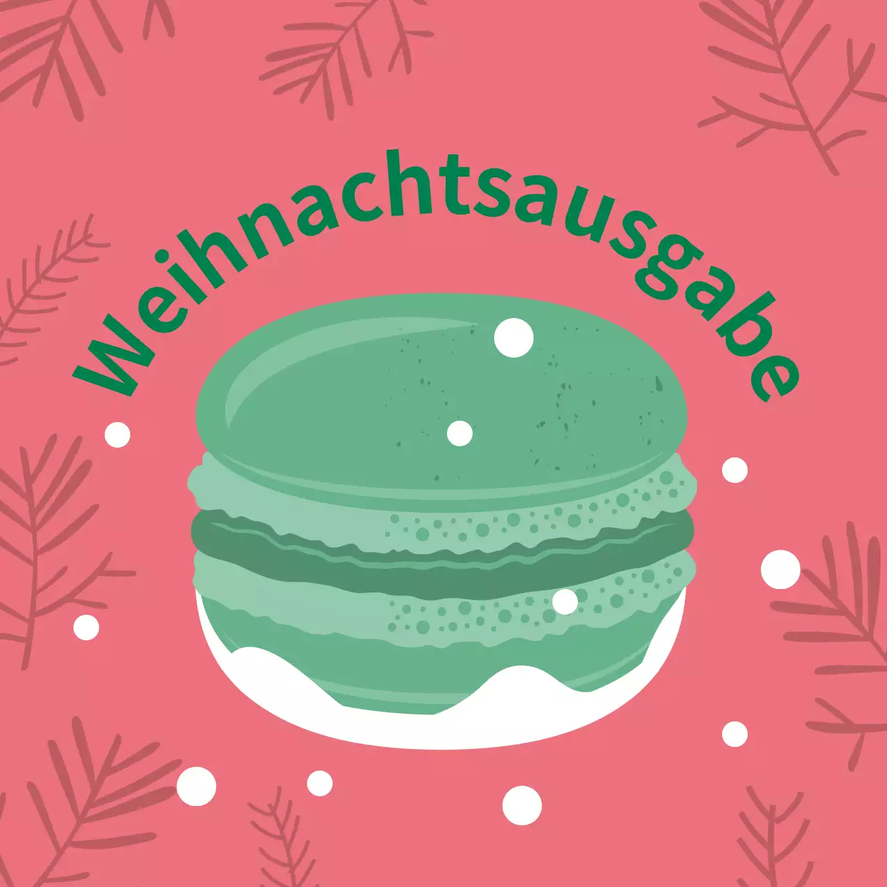 Rosa grün Illustration niedlich Weihnachten Café Dessert Macaron Etikett