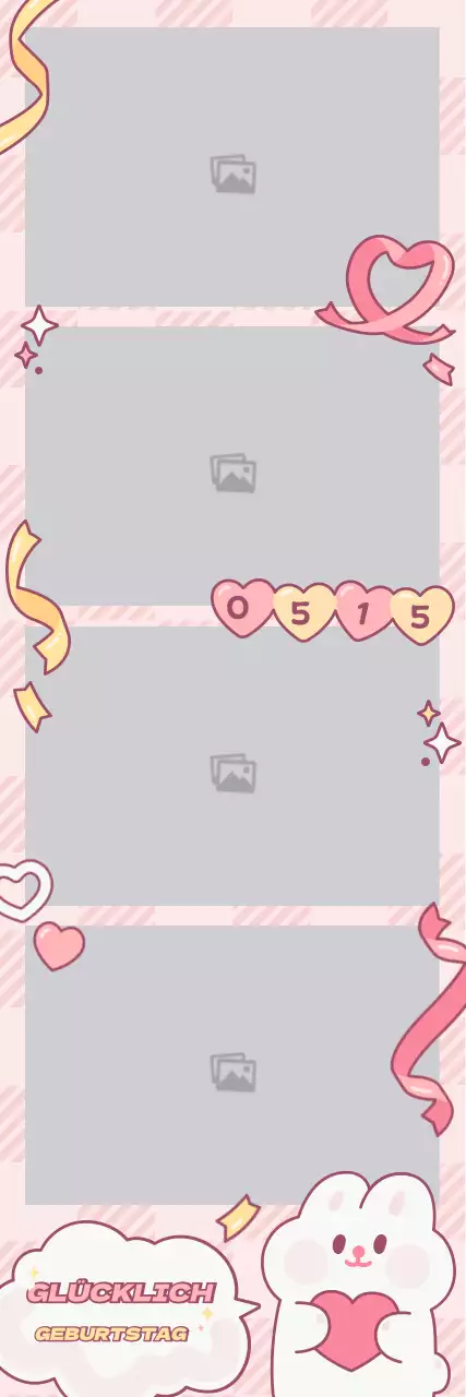 Niedliche rosa und gelbe Hase Charakter Halskette Fotorahmen