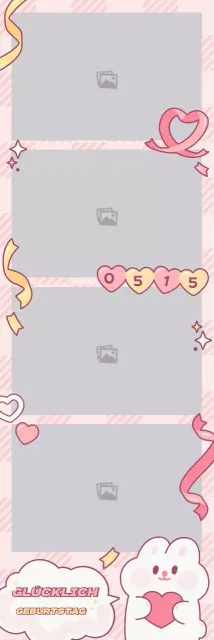 Niedliche rosa und gelbe Hase Charakter Halskette Fotorahmen