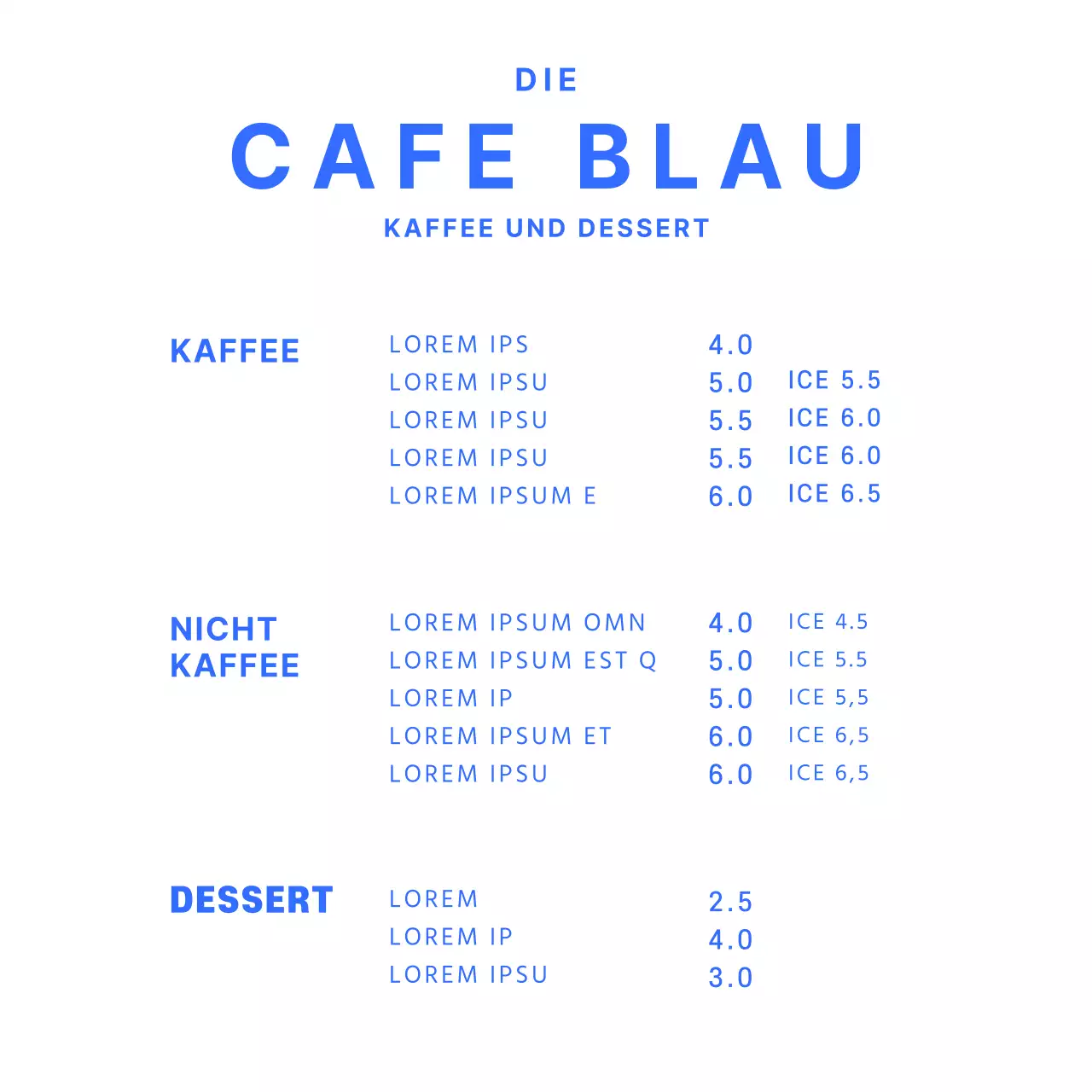 Blaue einfache Café-Menü-Tafel Acryl Stand für Cafe