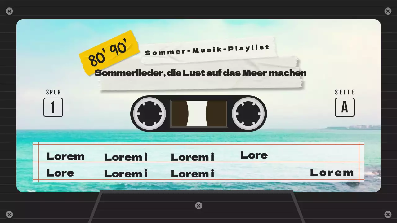 Sommer Song Wiedergabeliste Thumbnail mit Retro-Kassette Konzept